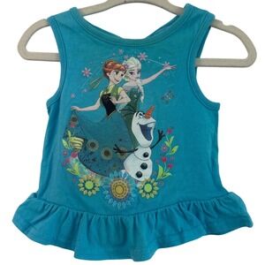 2014 Disney Frozen Elsa Anna Olaf girls sleeveless ruffle top 12 months floral